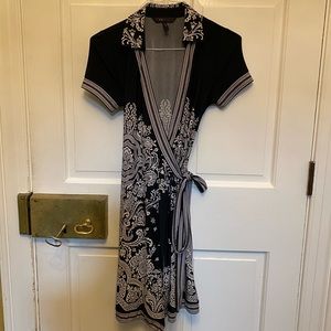 Collared Pattern Wrap Dress